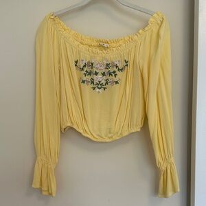 PacSun Yellow Floral Embroidered Blouse